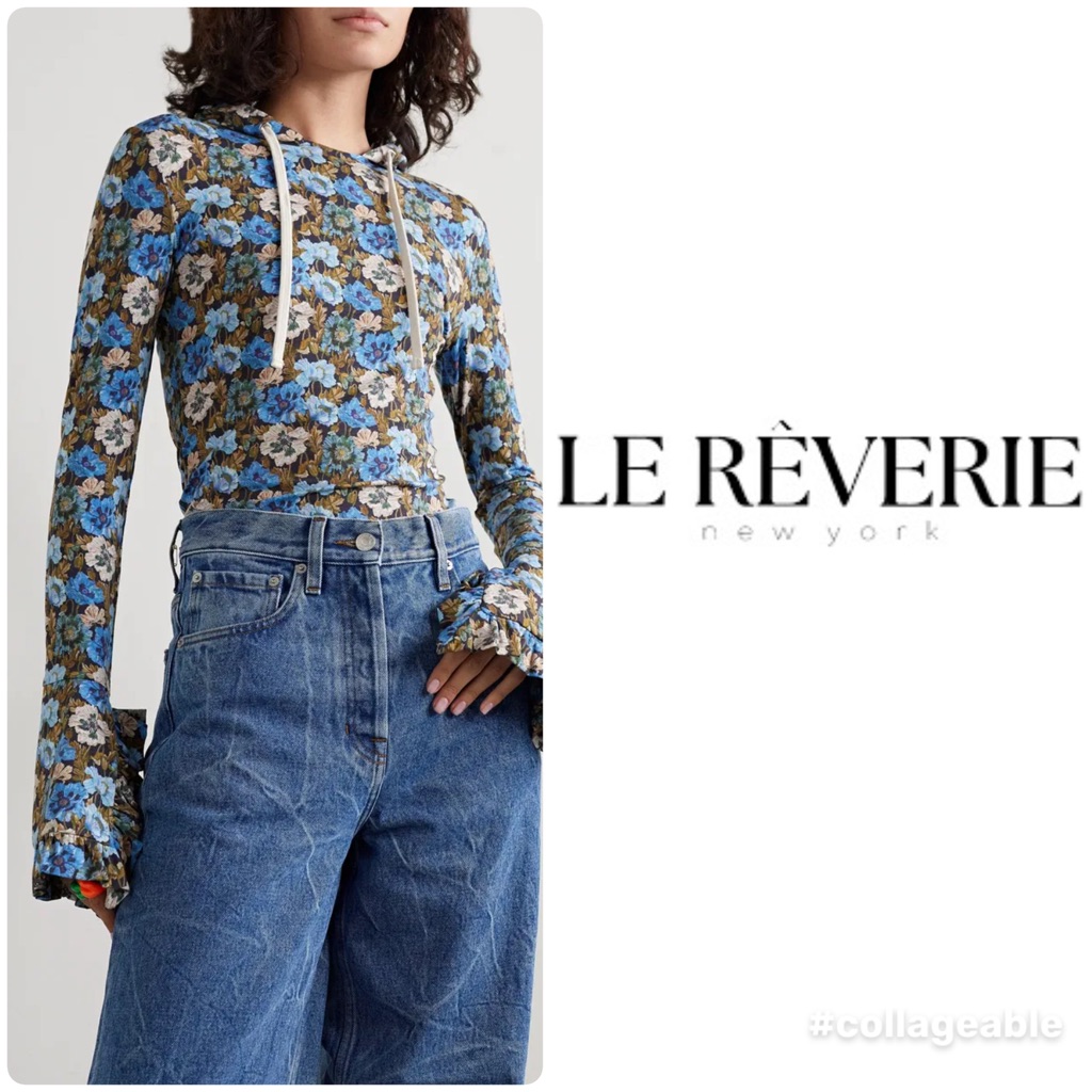 Lady Chanceles Reveries Ruffled Floral Hoodie Sweatshirt Womens Small Top